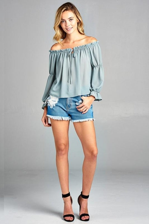 Womens Long Sleeve Off Shoulder Top