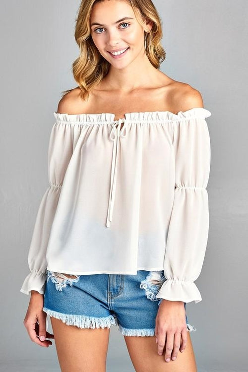 Womens Long Sleeve Off Shoulder Top