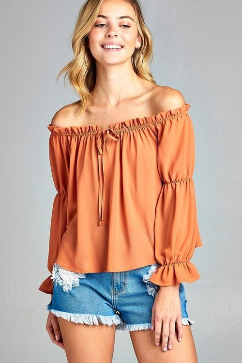 Womens Long Sleeve Off Shoulder Top