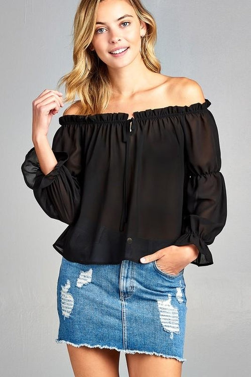Womens Long Sleeve Off Shoulder Top