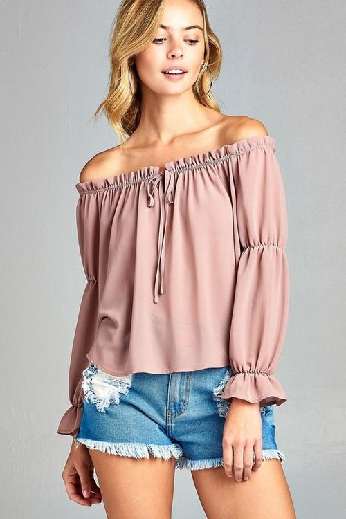 Womens Long Sleeve Off Shoulder Top