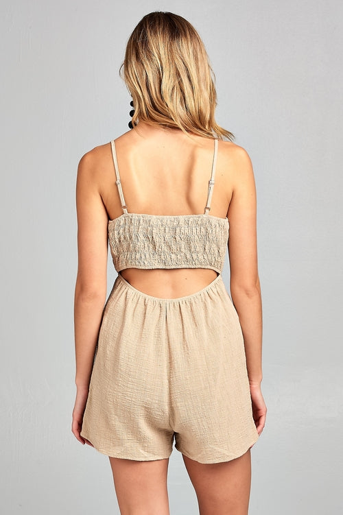 Womens Front Tie Tank Romper with Open back