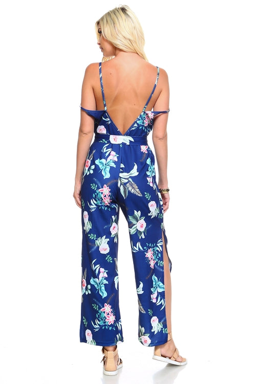 Womens Floral Tie Tank Jumpsuit