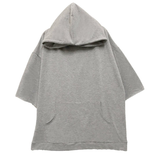 Gray hoodie with short sleeves on a white background