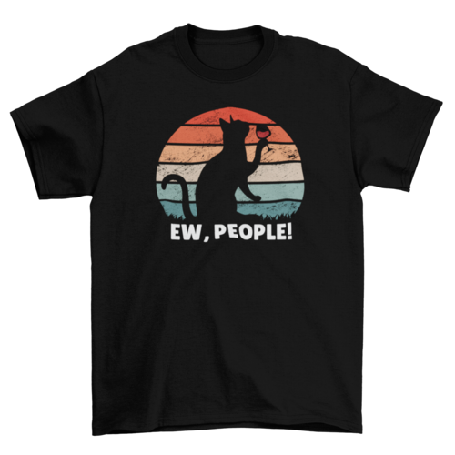Drinking cat sunset t-shirt