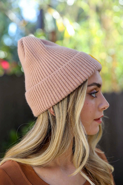 Smiley Face Ribbed Beanie π